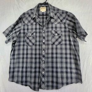 Wrangler Black and White Plaid Short Sleeve Button-Down Shirt